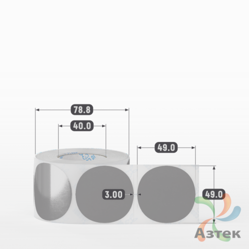 Этикетка 49х49 цветная Полипропилен (рядов 1 по 500 шт), втулка 40 мм (к) цвет -  Pantone Cool Gray 7 C круглая 