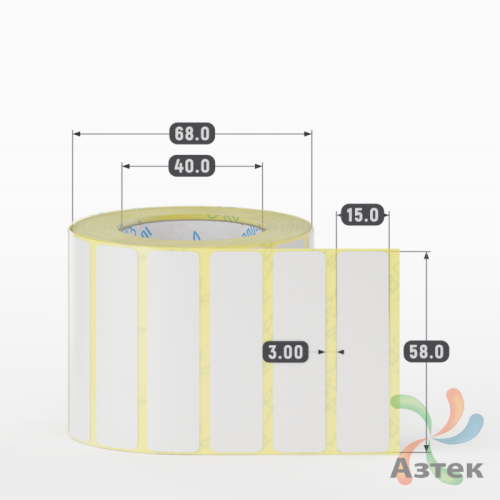 Термотрансферная этикетка 58х15 (рядов 1 по 1 000 шт) Полуглянец в рулоне, втулка 40 мм (к) IQ code