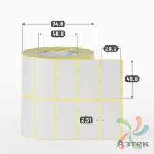 Термотрансферная этикетка 40х20 (рядов 2 по 1 000 шт) Полуглянец Намотка внутрь в рулоне, втулка 40 мм (к) IQ code