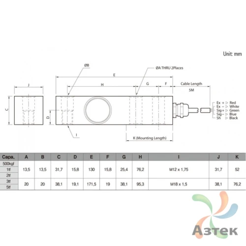 Тензодатчик BSS-2000 CAS для платформенных весов и взвешивания емкостей