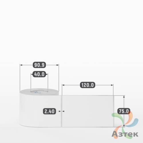 Этикетка самоклеящаяся 75х120 (рядов 1 по 300 шт) Полипропилен белый Tyre каучук в рулоне, втулка 40 мм (к) IQ code