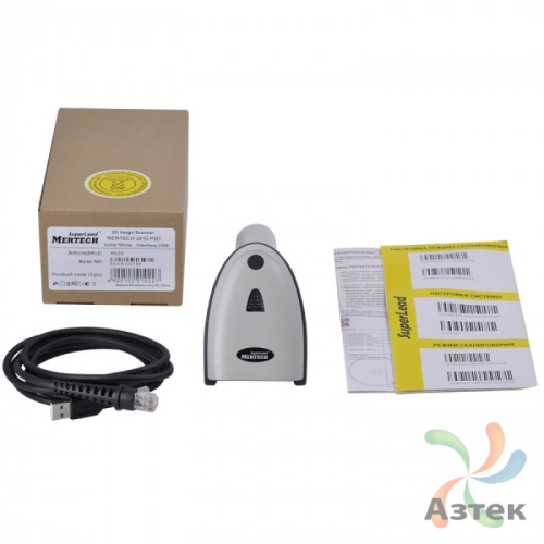 Сканер штрих-кода Mertech 2210 1D/2D  2D Imager, Белый ручной, USB кабель, USB-COM, ЕГАИС