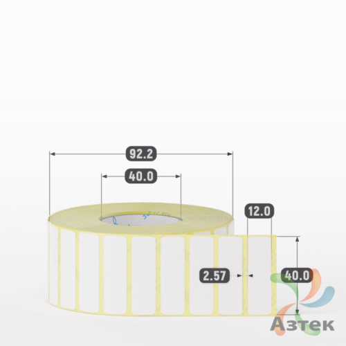 Термоэтикетка ЭКО 40х12 (рядов 1 по 3 000 шт)  в рулоне, втулка 40 мм (к) IQ code