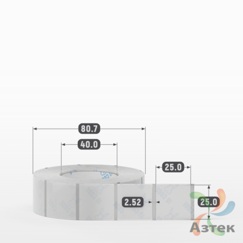 Этикетка самоклеящаяся с печатью 25х25 (рядов 1 по 1 000 шт) Прозрачный полипропилен в рулоне, втулка 40 мм (к) IQ code + Черная метка