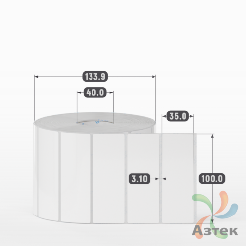 Этикетка самоклеящаяся 100х35 (рядов 1 по 2 500 шт) Полипропилен белый в рулоне, втулка 40 мм (к) IQ code 	