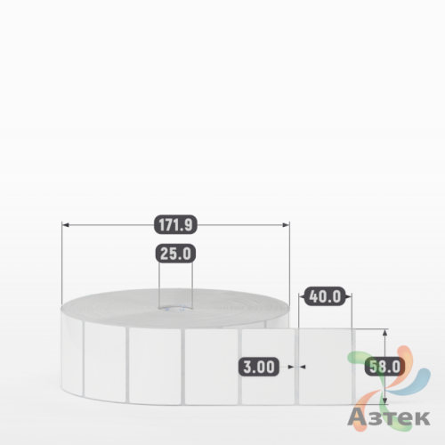 Этикетка самоклеящаяся 58х40 (рядов 1 по 4 000 шт) Полипропилен белый в рулоне, втулка 25 мм (к) IQ code 	