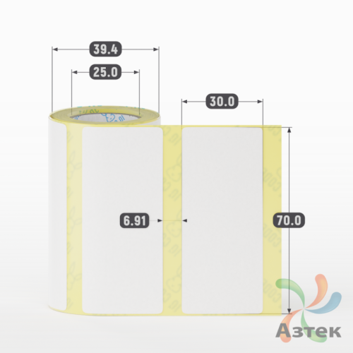 Термоэтикетка ЭКО 70х30 (рядов 1 по 140 шт)  в рулоне, втулка 25 мм (к) IQ code