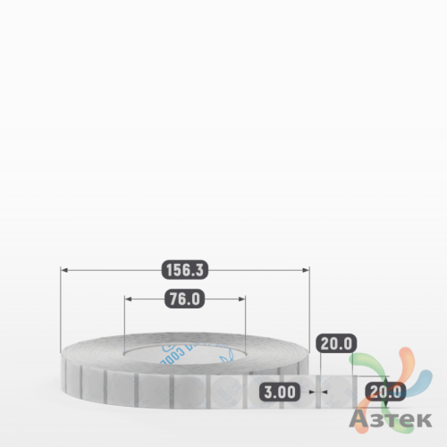 Этикетка самоклеящаяся с печатью + Черная метка/ КРУГ 20 мм (рядов 1 по 5 000 шт) Прозрачный полипропилен в рулоне, втулка 76 мм (к) IQ code