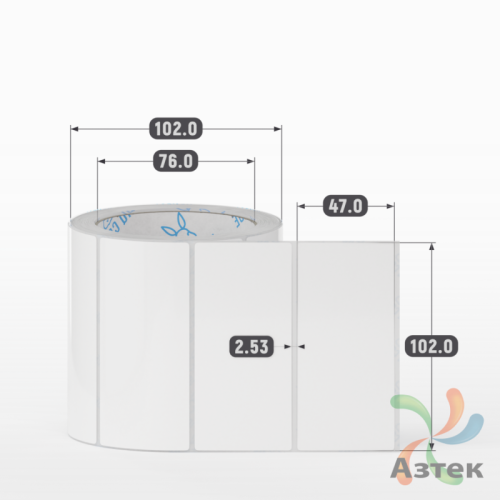 Этикетка самоклеящаяся 102х47 (рядов 1 по 500 шт) Полипропилен белый в рулоне, втулка 76 мм (к) IQ code 	