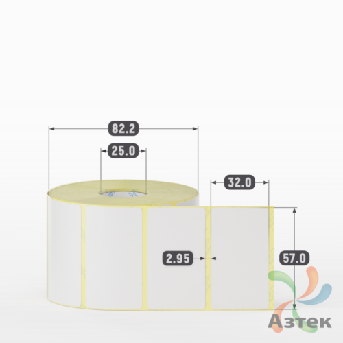 Термотрансферная этикетка 57х32 (рядов 1 по 1 000 шт) Полуглянец в рулоне, втулка 25 мм (к) IQ code