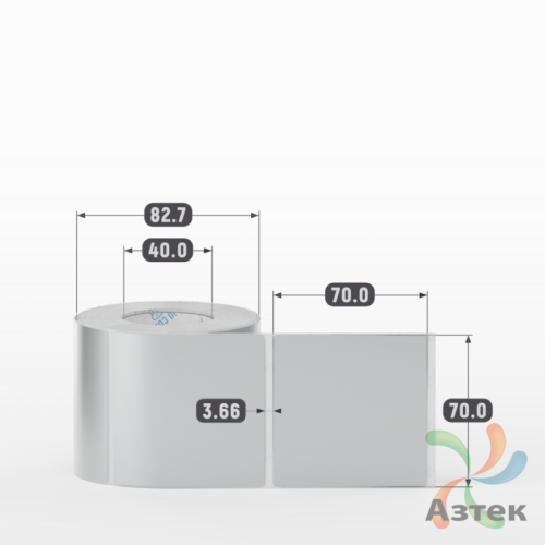 Этикетка самоклеящаяся 70х70 (рядов 1 по 500 шт) PET Matt Silver в рулоне, втулка 40 мм (к) IQ code