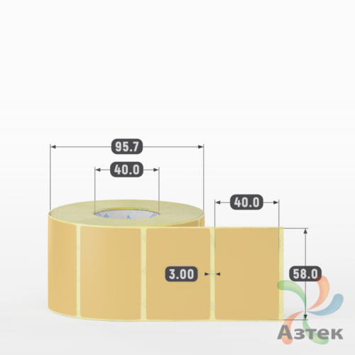 Этикетка 58х40 цветная (рядов 1 по 1000 шт) полуглянцевая, втулка 40 мм (к) цвет - Бледно-желтый  