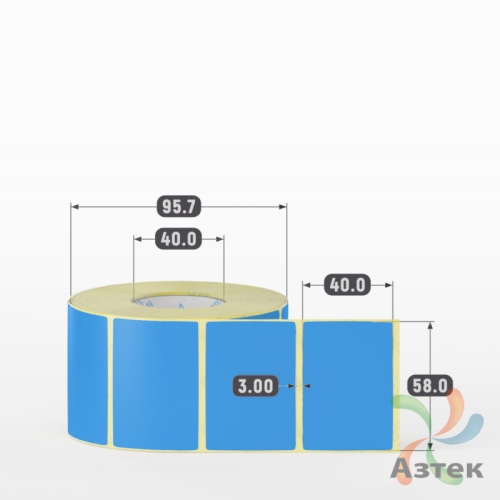 Этикетка 58х40 цветная (рядов 1 по 1000 шт) полуглянцевая, втулка 40 мм (к) цвет - Голубой  