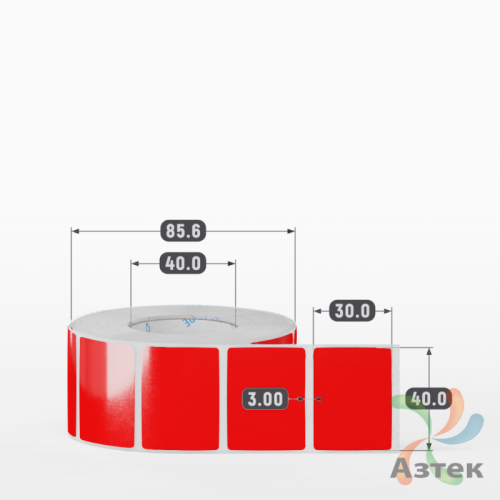 Этикетка 40х30 цветная Полипропилен (рядов 1 по 1000 шт), втулка 40 мм (к) цвет - Красный   