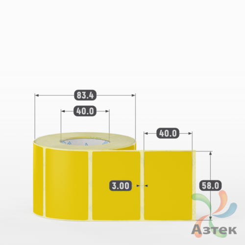 Этикетка 58х40 цветная (рядов 1 по 700 шт) полуглянцевая, втулка 40 мм (к) цвет -  Pantone Yellow C 