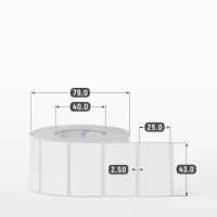 Этикетка самоклеящаяся 43х25 (рядов 1 по 1 000 шт) Термополипропилен белый в рулоне, втулка 40 мм (к) IQ code