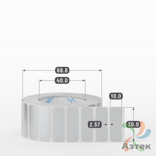 Этикетка самоклеящаяся 30х10 (рядов 1 по 2 000 шт) PET Matt Silver в рулоне, втулка 40 мм (к) IQ code