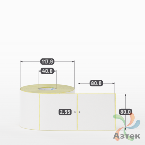 Термоэтикетка ТОП 80х80 (рядов 1 по 800 шт)  в рулоне, втулка 40 мм (к) IQ code