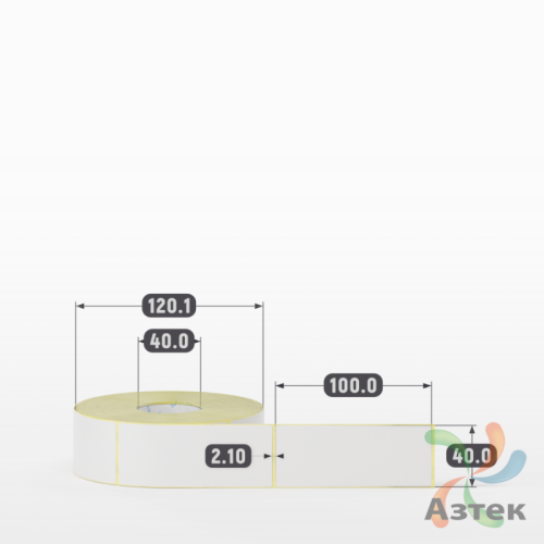 Термотрансферная этикетка 40х100 (рядов 1 по 700 шт) Полуглянец в рулоне, втулка 40 мм (к) IQ code