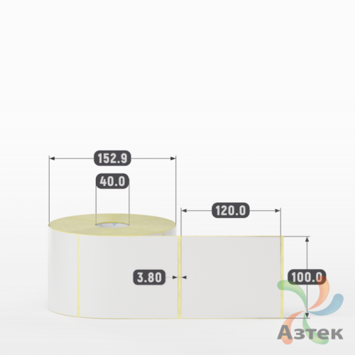 Термотрансферная этикетка 100х120 (рядов 1 по 1 000 шт) Полуглянец в рулоне, втулка 40 мм (к) IQ code