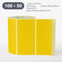 Этикетка 100х50/Termo ECO/500/40 мм (к)/1/Желтый Pantone Yellow 012 C 