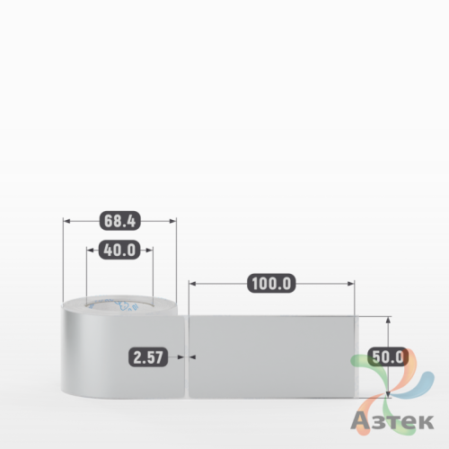 Этикетка самоклеящаяся 50х100 (рядов 1 по 200 шт) PET Matt Silver в рулоне, втулка 40 мм (к) IQ code