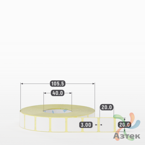 Термоэтикетка ЭКО 20х20 (рядов 1 по 2 500 шт)  в рулоне, втулка 40 мм (к) IQ code