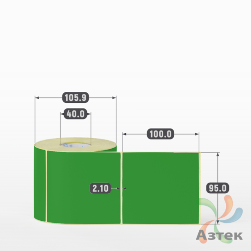 Термоэтикетка 95х100 Termo TOP цветная (рядов 1 по 500 шт), втулка 40 мм (к) цвет - Зеленый Pantone 362 U