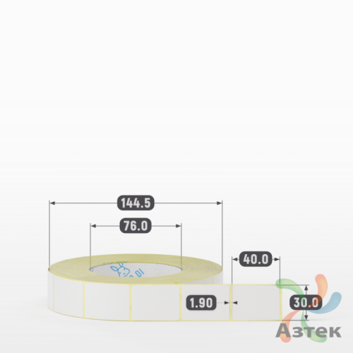 Термотрансферная этикетка 30х40 (рядов 1 по 2 000 шт) Полуглянец в рулоне, втулка 76 мм (к) IQ code