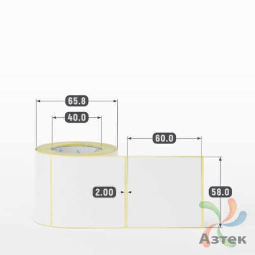 Термоэтикетка ЭКО 58х60 (рядов 1 по 230 шт)  в рулоне, втулка 40 мм (к) IQ code