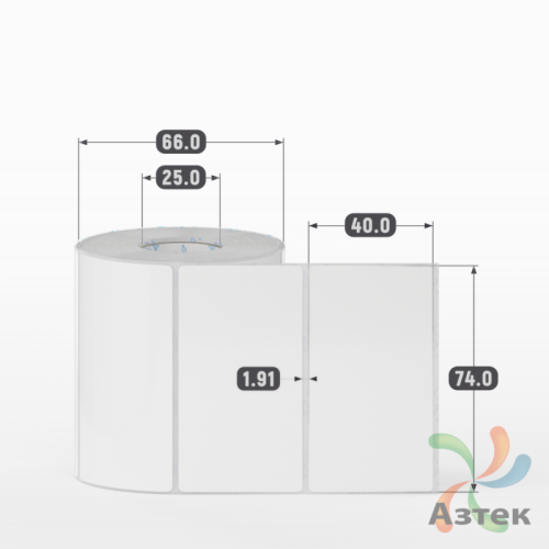 Этикетка самоклеящаяся 74х40 (рядов 1 по 500 шт) Полипропилен белый в рулоне, втулка 25 мм (к) IQ code 	