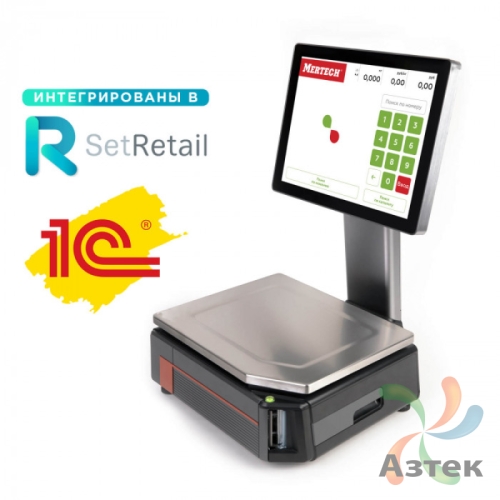 Весы Mertech M-ER 727 PM-15.2 Ethernet USB WiFi настольные торговые до 15 кг с печатью этикеток