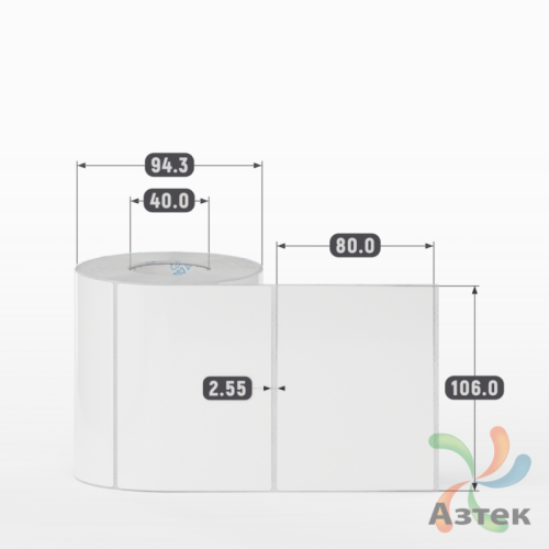 Этикетка самоклеящаяся 106х80 (рядов 1 по 500 шт) Полипропилен белый в рулоне, втулка 40 мм (к) IQ code 	