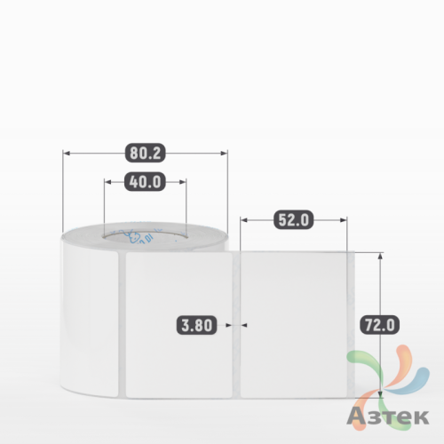 Этикетка самоклеящаяся 72х52 (рядов 1 по 500 шт) Полипропилен белый в рулоне, втулка 40 мм (к) IQ code 	