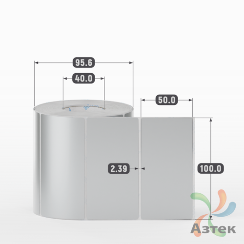 Этикетка самоклеящаяся 100х50 (рядов 1 по 1 000 шт) PET Matt Silver в рулоне, втулка 40 мм (к) IQ code