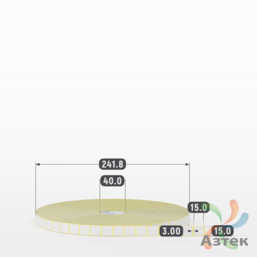 Термотрансферная этикетка 15х15 (рядов 1 по 20 000 шт) Полуглянец в рулоне, втулка 40 мм (к) IQ code