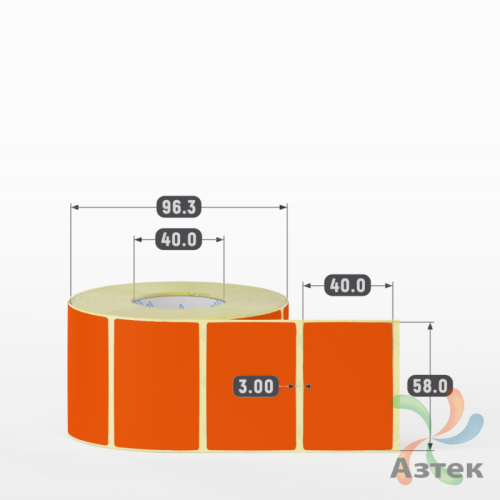Термоэтикетка 58х40 Termo ECO цветная (рядов 1 по 1000 шт), втулка 40 мм (к) цвет - Pantone 1655 U, 