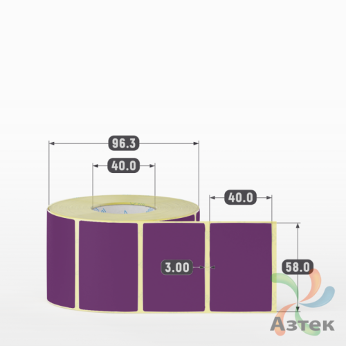 Термоэтикетка 58х40 Termo ECO цветная (рядов 1 по 1000 шт), втулка 40 мм (к) цвет - Pantone 520 U, 
