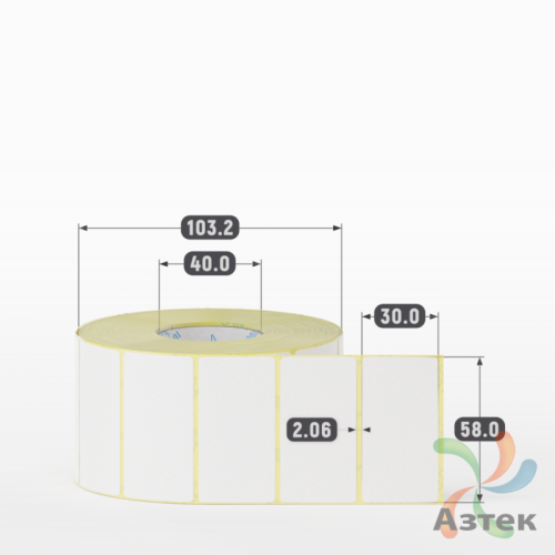 Термоэтикетка ТОП 58х30 (рядов 1 по 1 500 шт)  в рулоне, втулка 40 мм (к) IQ code