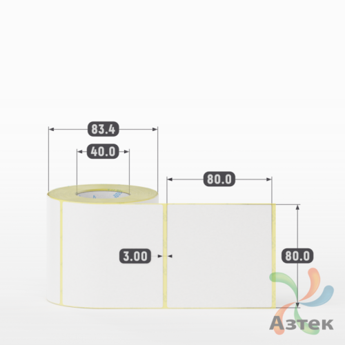 Термоэтикетка ЭКО 80х80 (рядов 1 по 350 шт)  в рулоне, втулка 40 мм (к) IQ code
