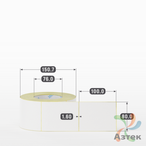 Этикетка самоклеящаяся 80х100 (рядов 1 по 900 шт) Termo ECO съемный клей в рулоне, втулка 76 мм (к) IQ code
