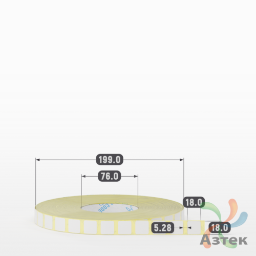 Термотрансферная этикетка 18х18 (рядов 1 по 10 000 шт) Полуглянец в рулоне, втулка 76 мм (к) IQ code