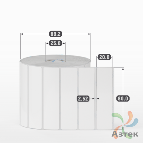 Этикетка самоклеящаяся 80х20 (рядов 1 по 2 000 шт) Полипропилен белый в рулоне, втулка 25 мм (к) IQ code 	