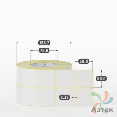Термотрансферная этикетка 50х50 (рядов 2 по 2 000 шт) Полуглянец в рулоне, втулка 76 мм (к) IQ code
