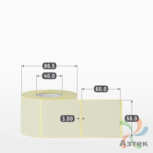 Термоэтикетка 58х60 Termo TOP цветная (рядов 1 по 500 шт), втулка 40 мм (к) цвет - Бежевый 