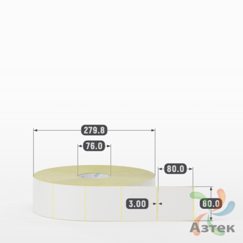Термотрансферная этикетка 80х80 (рядов 1 по 5 000 шт) Полуглянец в рулоне, втулка 76 мм (к) IQ code