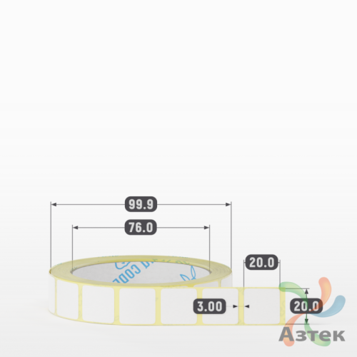 Термоэтикетка ТОП 20х20 (рядов 1 по 1 000 шт)  в рулоне, втулка 76 мм (к) IQ code