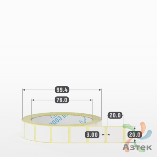 Термоэтикетка ЭКО 20х20 (рядов 1 по 1 000 шт)  в рулоне, втулка 76 мм (к) IQ code