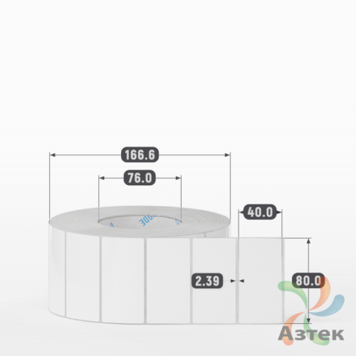 Этикетка самоклеящаяся 80х40 (рядов 1 по 3 000 шт) Полипропилен белый в рулоне, втулка 76 мм (к) IQ code 	