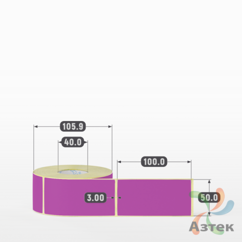 Термоэтикетка 50х100 Termo TOP цветная (рядов 1 по 500 шт), втулка 40 мм (к) цвет -  Pantone Purple U